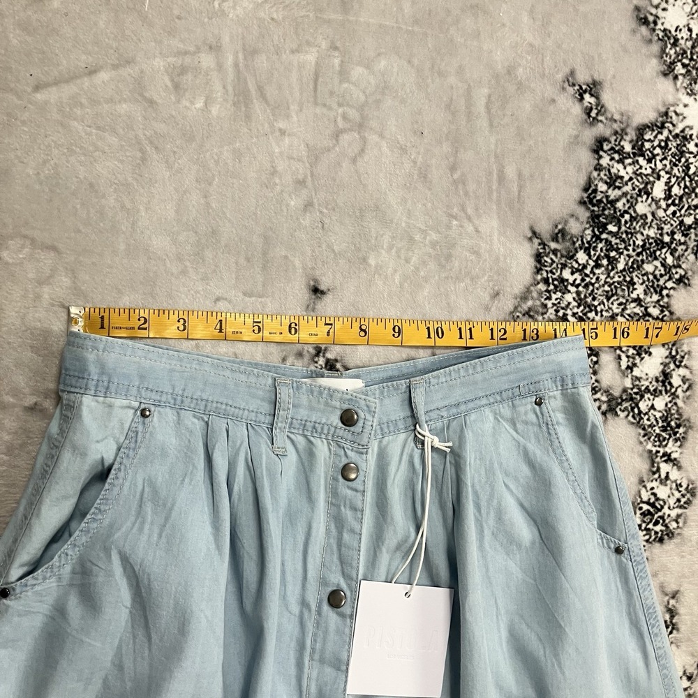 Pistola Light Wash Denim Maxi Skirt Button Front A Line Size Medium NWT - Picture 2 of 14